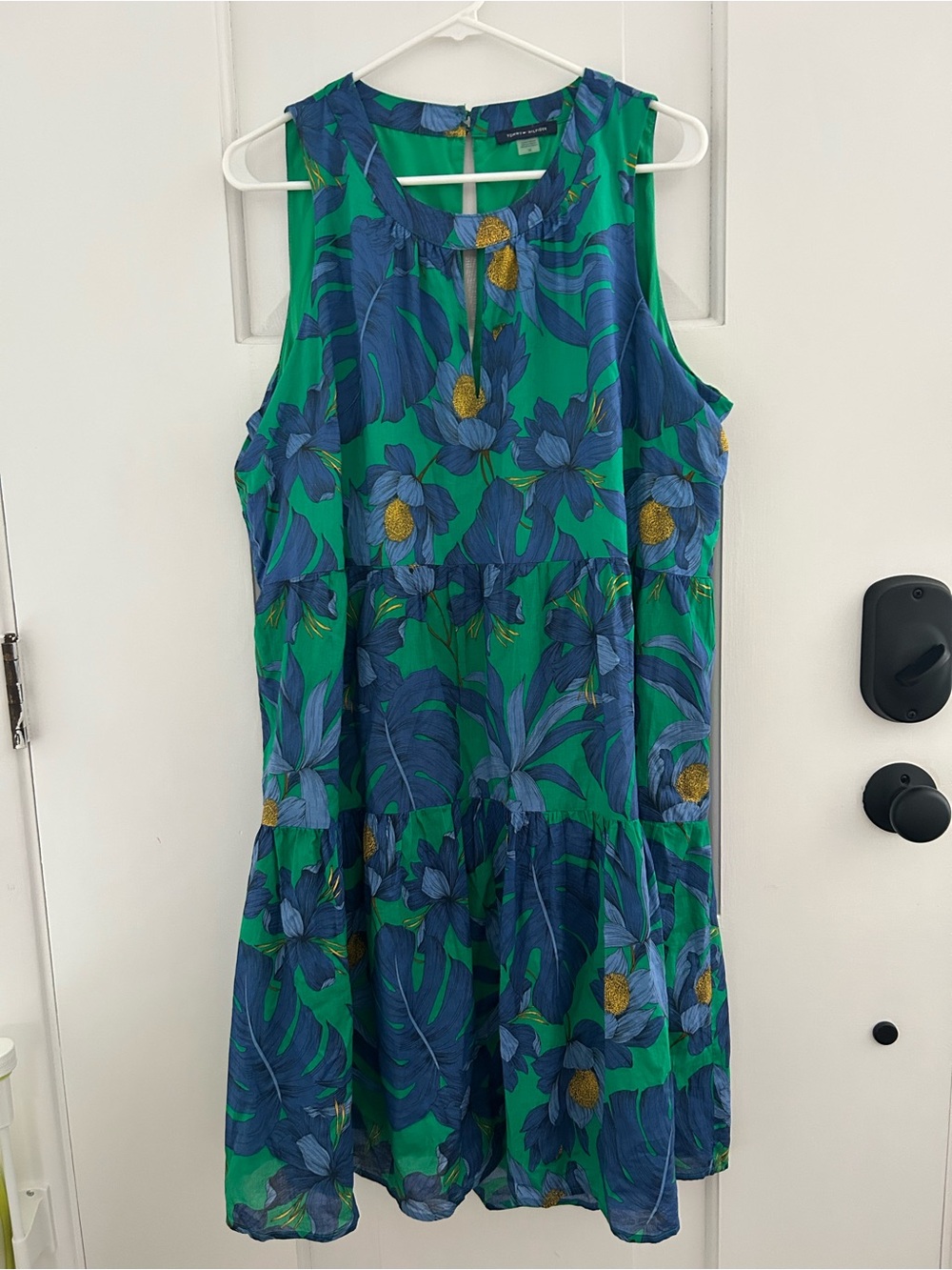 Tommy Hilfiger Green and Blue Floral Cotton Dress